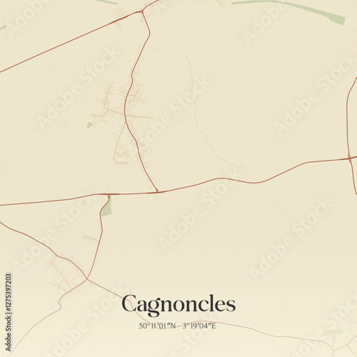 Vintage map of Cagnoncles, France.