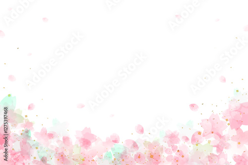 桜の水彩風背景イラスト、春の水彩風バックグラウンド