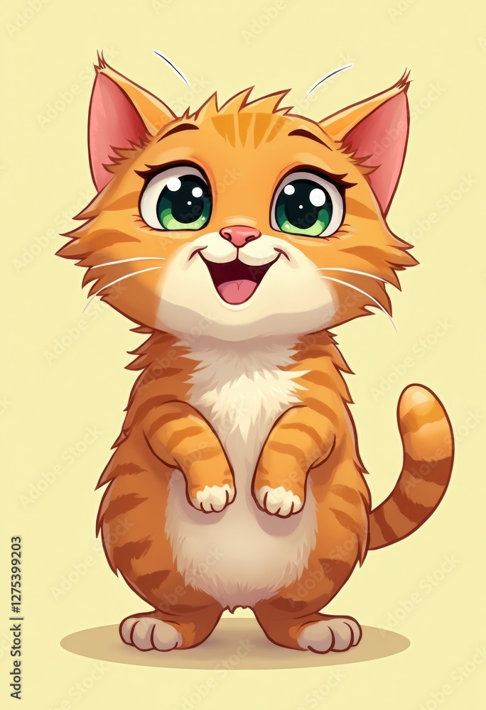 Fototapeta premium Cute Cartoon Kitten