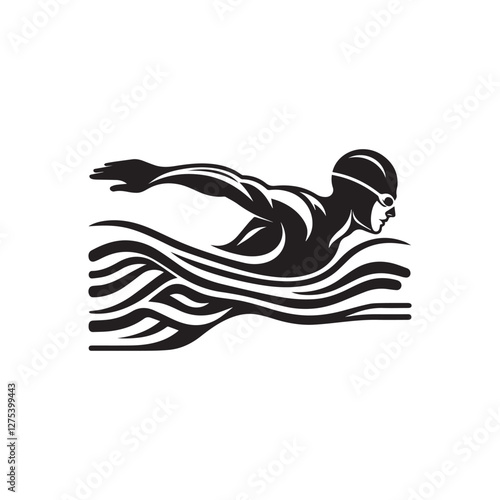 silhouette of a man in a swimming suit