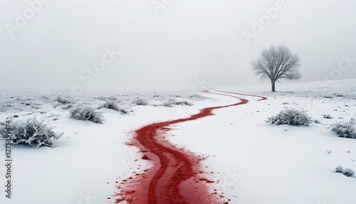 Wallpaper Mural Blood Red Path in a Snowy Landscape Torontodigital.ca