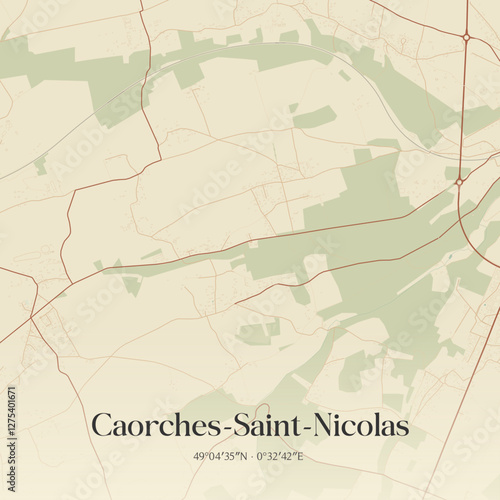 Vintage map of Caorches-Saint-Nicolas, France.