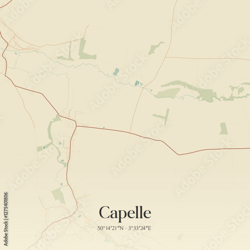 Vintage map of Capelle, France.