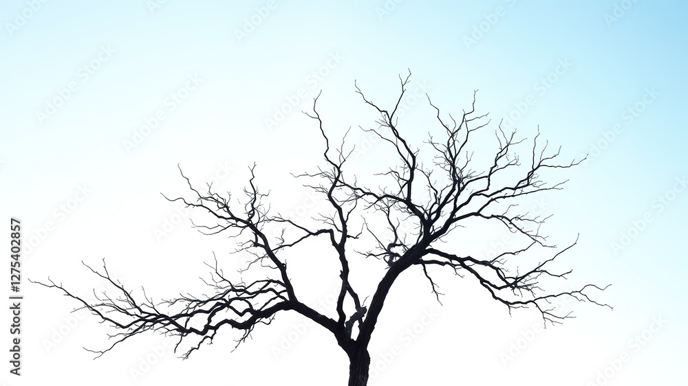 Fototapeta premium Dramatic Dry Tree Silhouette Against Azure Sky