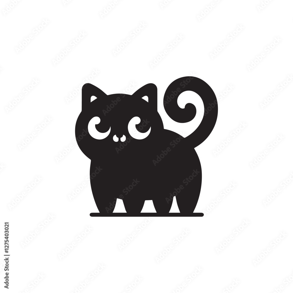 Fototapeta premium black and white cartoon cat