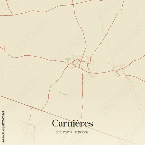 Vintage map of Carnières, France.