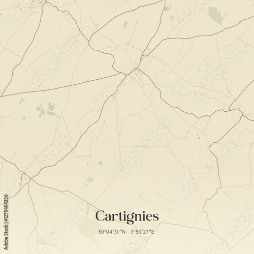 Vintage map of Cartignies, France.