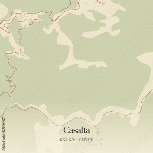 Vintage map of Casalta, France.