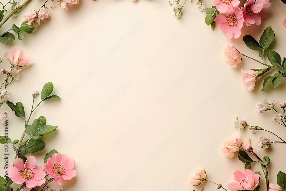 Fototapeta premium floral frame background with copy space and text space for greeting wishing card , spring and summer flowers 