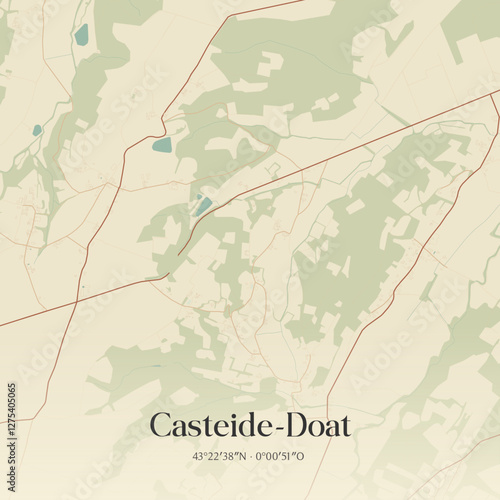 Vintage map of Casteide-Doat, France.