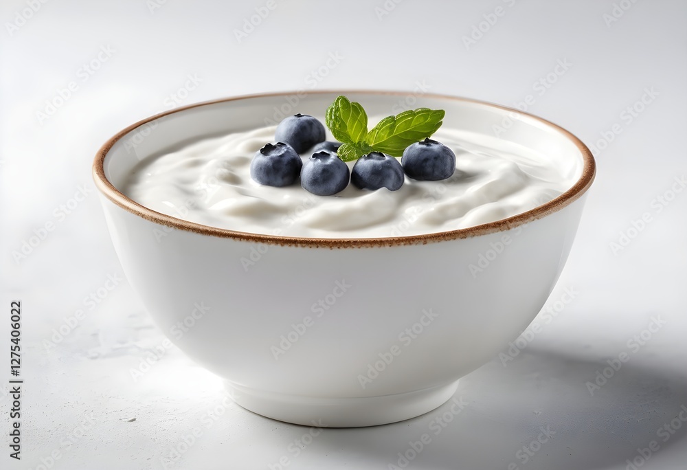 Creamy Yogurt with Fresh Blueberries and Mint