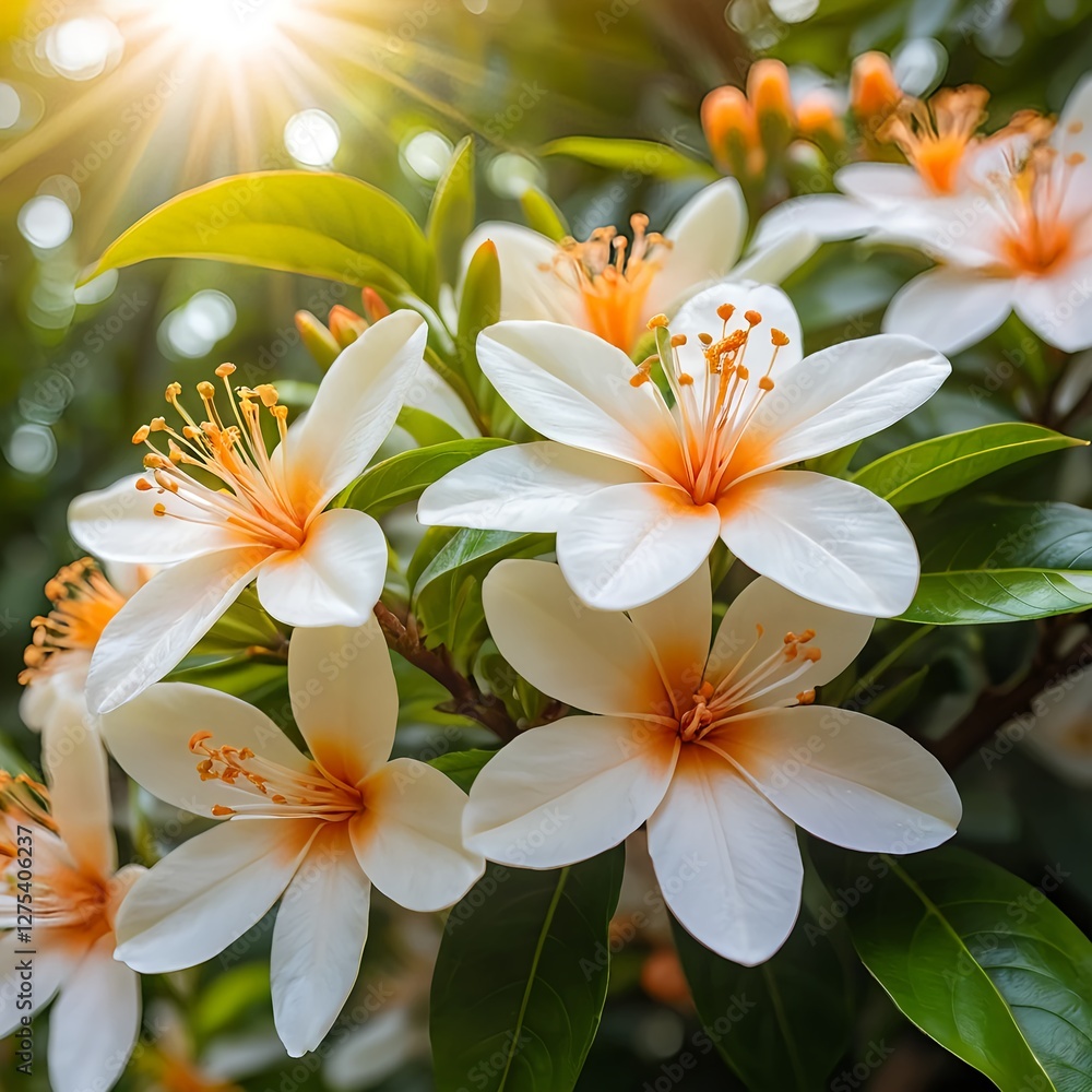 Fototapeta premium Sunlit White Tropical Flowers