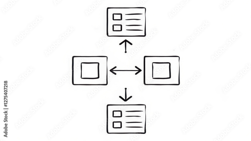 simple flowchart diagram with interconnected boxes and arrows illustrating process simple flowchart diagram with interconnected boxes and arrows illustrating process