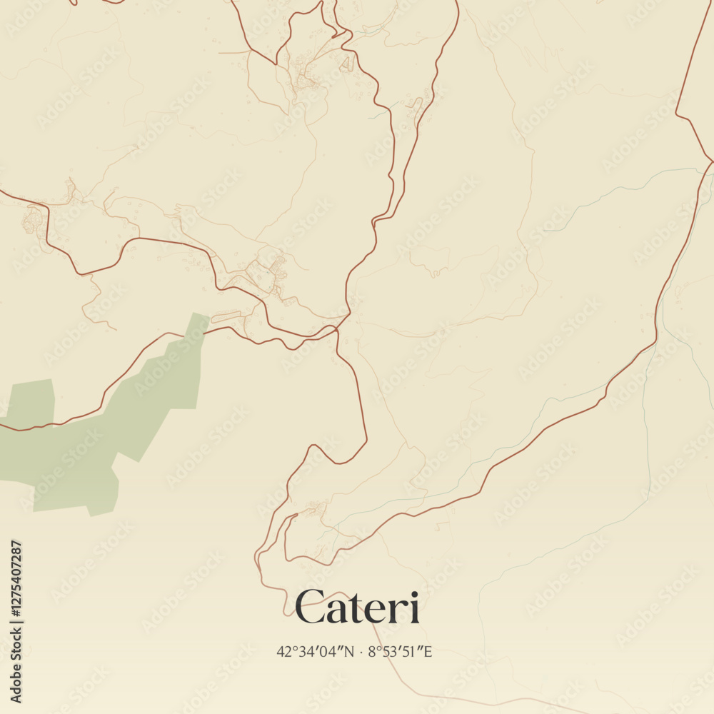 Obraz premium Vintage map of Cateri, France.