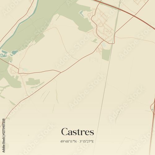 Vintage map of Castres, France.