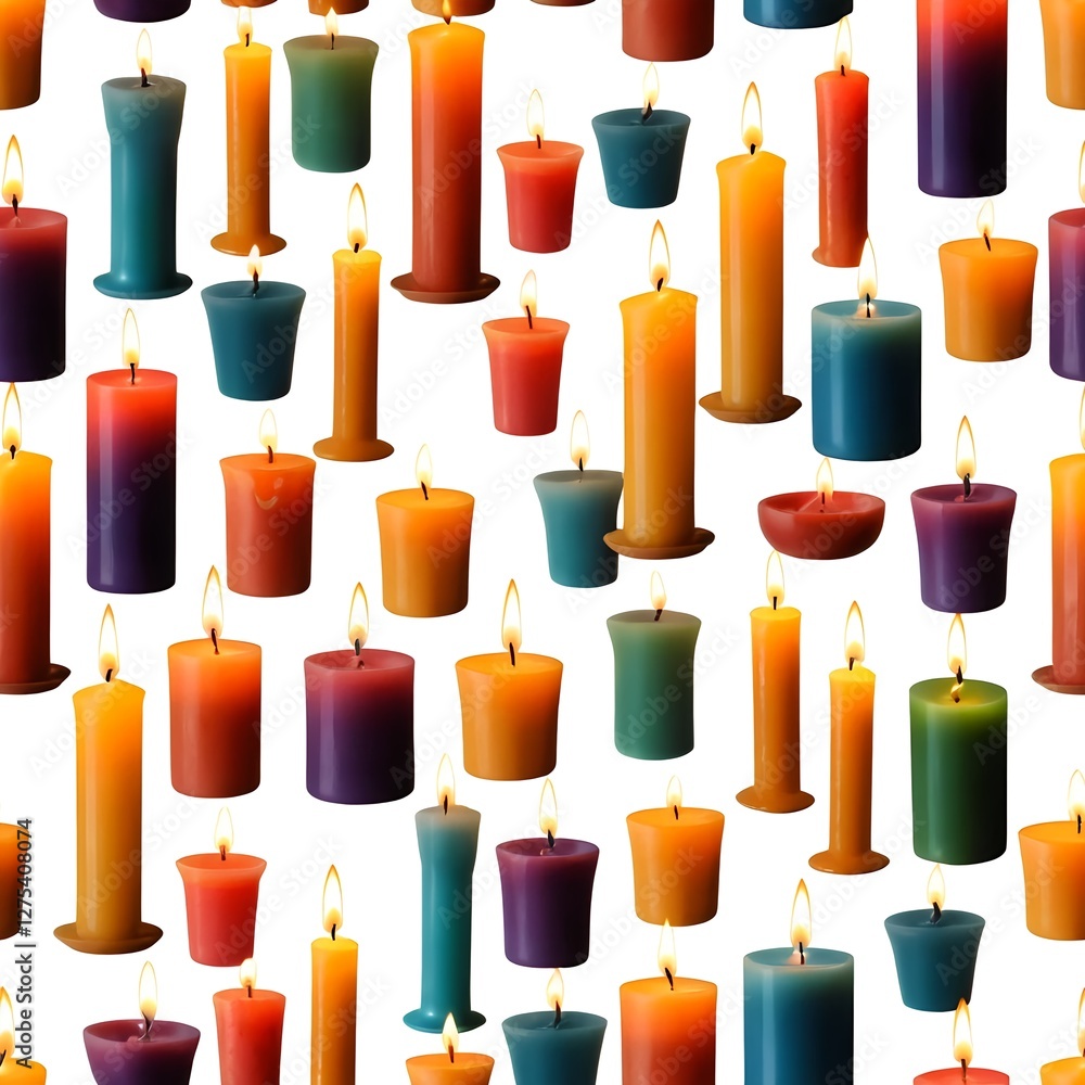 Colorful Candles Burning Brightly - Seamless Pattern Colorful Candles Burning Brightly - Seamless Pattern