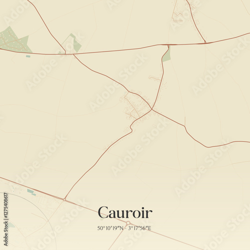 Vintage map of Cauroir, France.