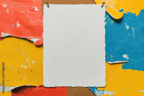 Colorful abstract background with torn paper, inviting creativit photo