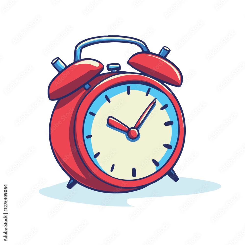 A red alarm clock is spinning on a white background A red alarm clock is spinning on a white background