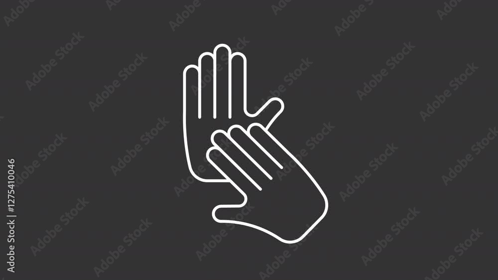 Animated hand cream spreading white icon. Skin moisturizing product applying line animation. Beauty care routine. Isolated illustration on dark background. Transition alpha video. Motion graphic Animated hand cream spreading white icon. Skin moisturizing product applying line animation. Beauty care routine. Isolated illustration on dark background. Transition alpha video. Motion graphic