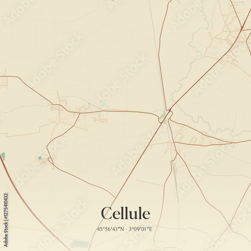 Vintage map of Cellule, France.