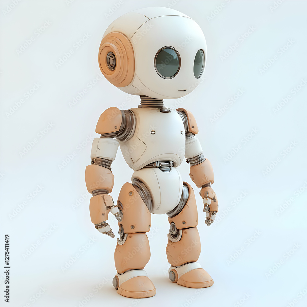 Adorable Retro Robot: 3D Render of Cute, Friendly AI Companion Adorable Retro Robot: 3D Render of Cute, Friendly AI Companion