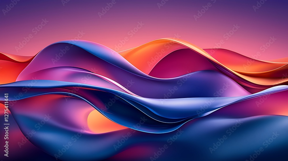 Fototapeta premium Abstract colorful waves, digital art, vibrant background, website design