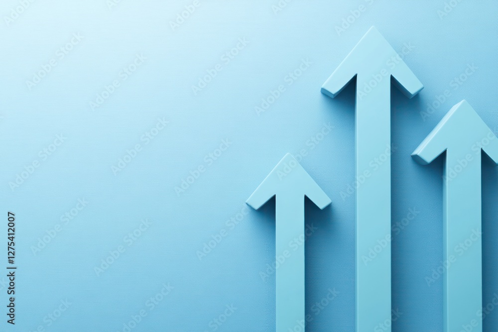 Blue Arrows Pointing Upward on Soft Background Blue Arrows Pointing Upward on Soft Background