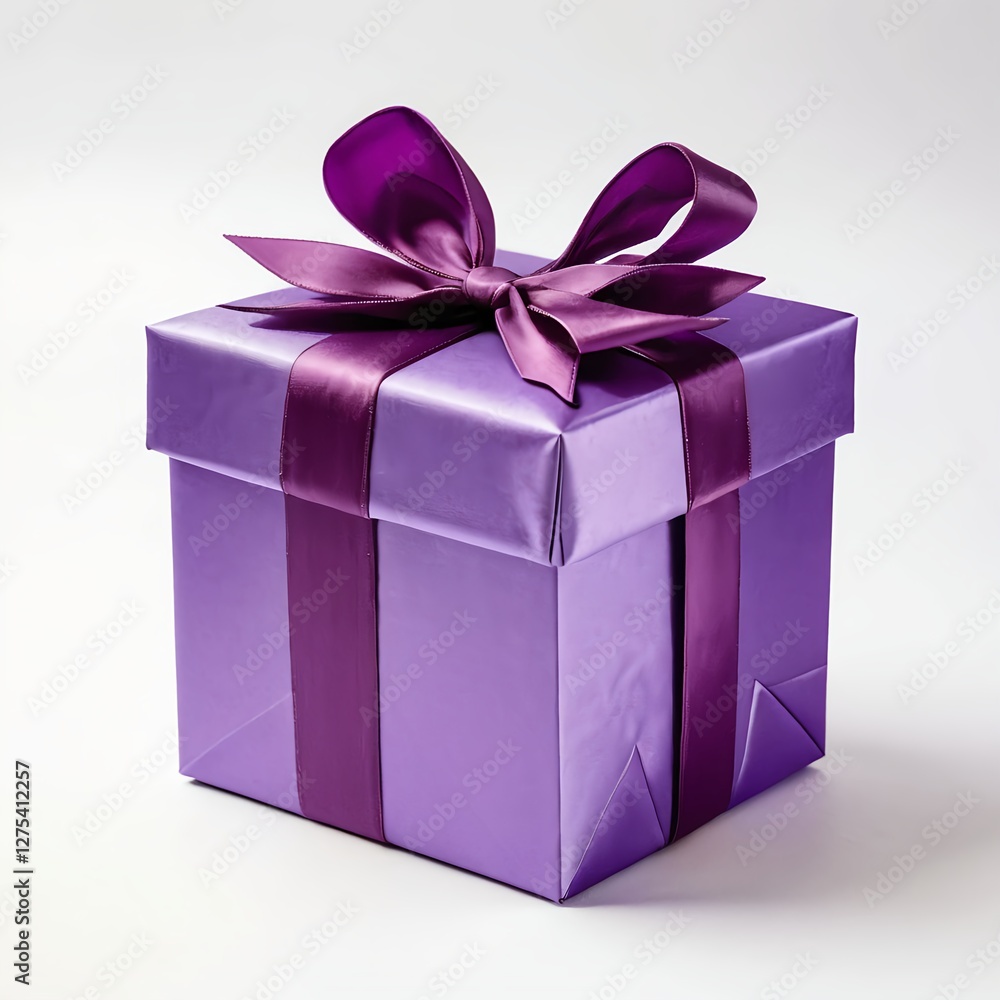 Obraz premium Purple Gift Box with Ribbon