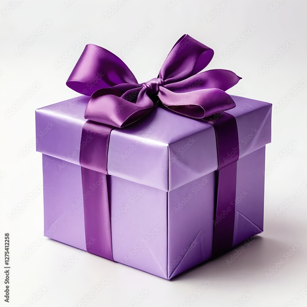 Obraz premium Purple Gift Box with Ribbon