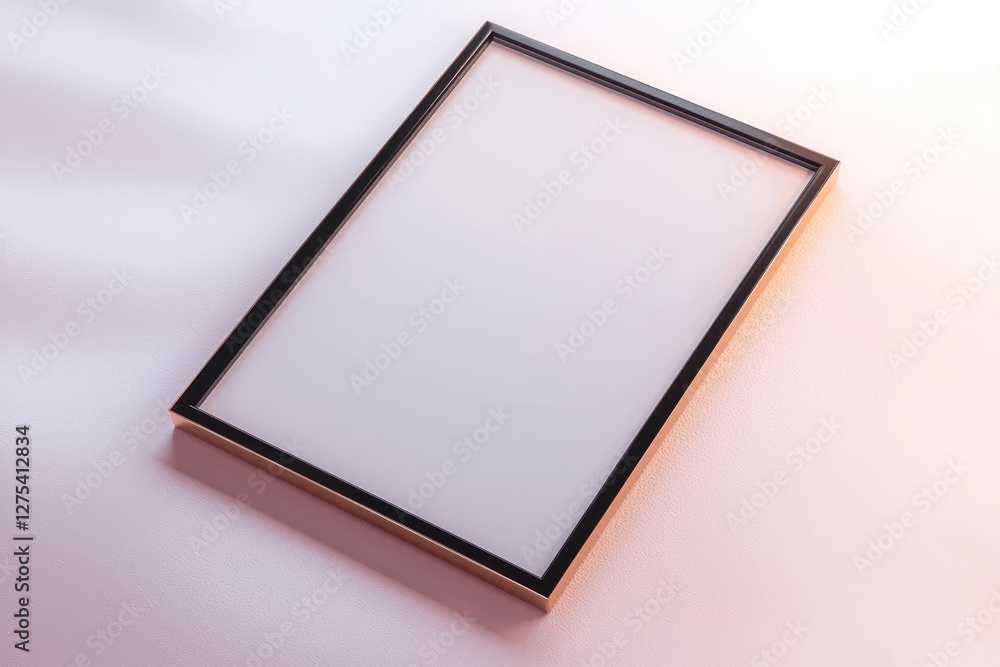 The sharp beveled edges and glowing robotic borders enhance the futuristic appeal of this gold frame in a 3D render, set against a neutral background. The sharp beveled edges and glowing robotic borders enhance the futuristic appeal of this gold frame in a 3D render, set against a neutral background.