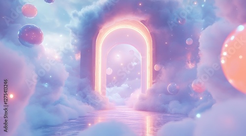 Dreamy portal to a mystical realm fantasy landscape digital art ethereal atmosphere surreal viewpoint imagination