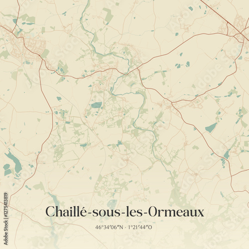 Vintage map of Chaillé-sous-les-Ormeaux, France.