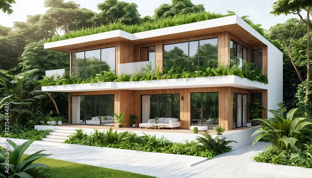 Modern Eco-Friendly House in Lush Tropical Forest Modern Eco-Friendly House in Lush Tropical Forest