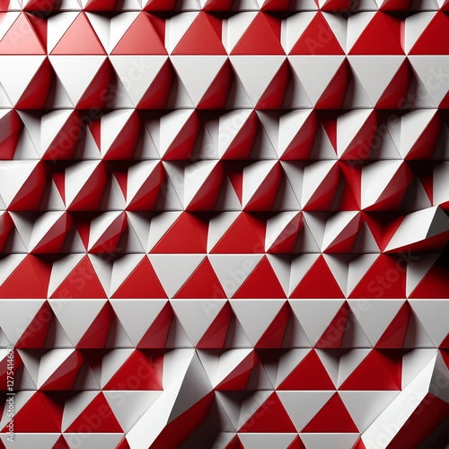 Abstract Red and White Triangular Geometric Pattern