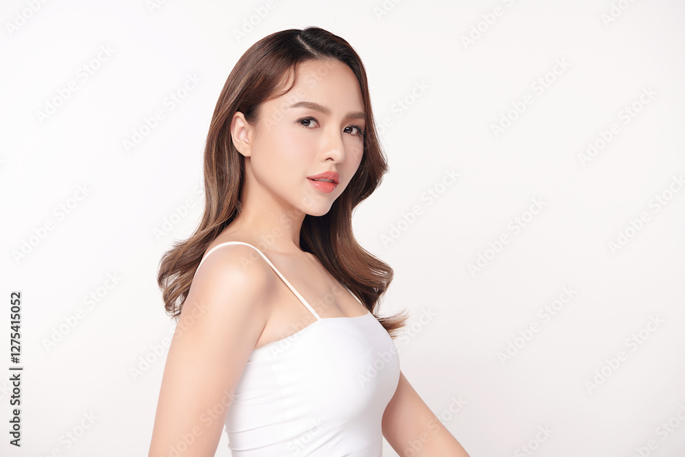 Beautiful young asian woman with clean fresh skin on white background, Face care, Facial treatment, Cosmetology, beauty and spa, Asian women portrait. Beautiful young asian woman with clean fresh skin on white background, Face care, Facial treatment, Cosmetology, beauty and spa, Asian women portrait.