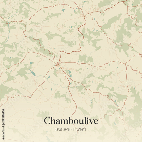 Vintage map of Chamboulive, France.