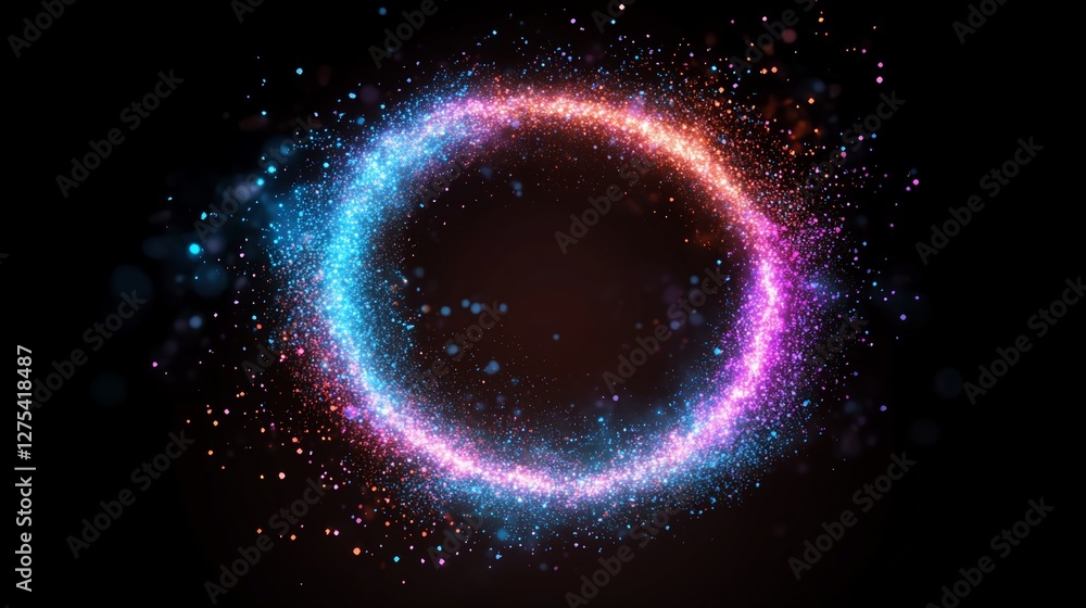 Glowing circular light, energy, abstract, dark background, design element Glowing circular light, energy, abstract, dark background, design element