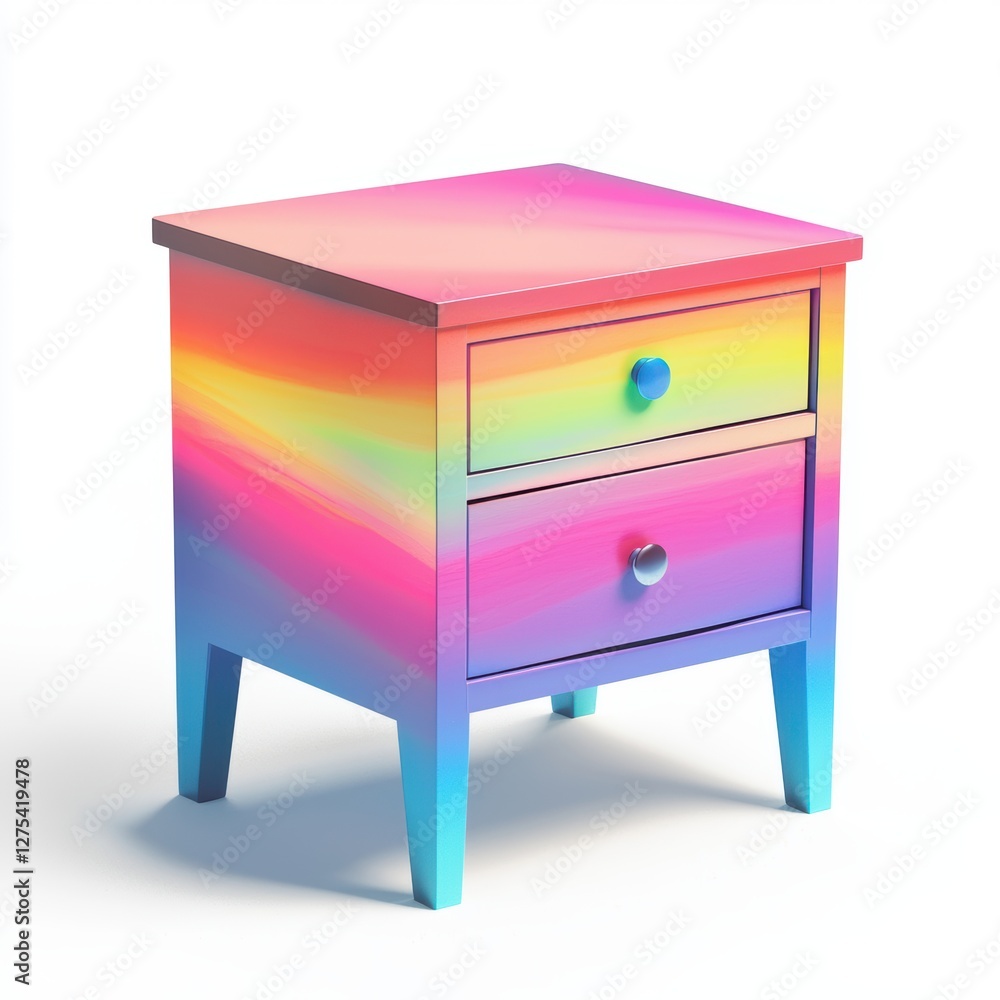 Colorful gradient nightstand with vibrant artistic design isolated on white Colorful gradient nightstand with vibrant artistic design isolated on white