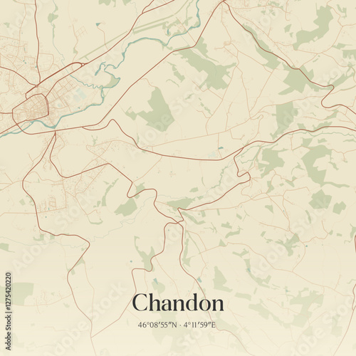 Vintage map of Chandon, France.