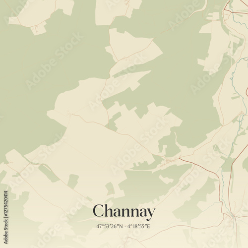 Vintage map of Channay, France.