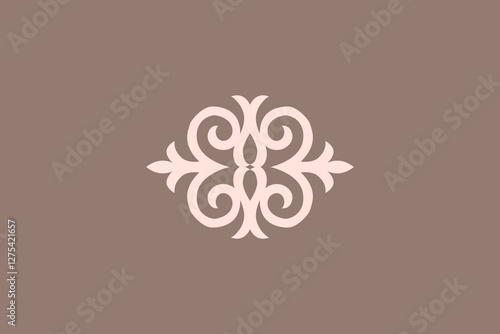 Kazakh national ornament. Vector ethnic isolated element on pale background. Asian floral abstract element of the national pattern	
