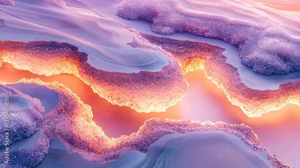 Fototapeta premium Abstract glowing landscape, pastel colors, digital art, background texture