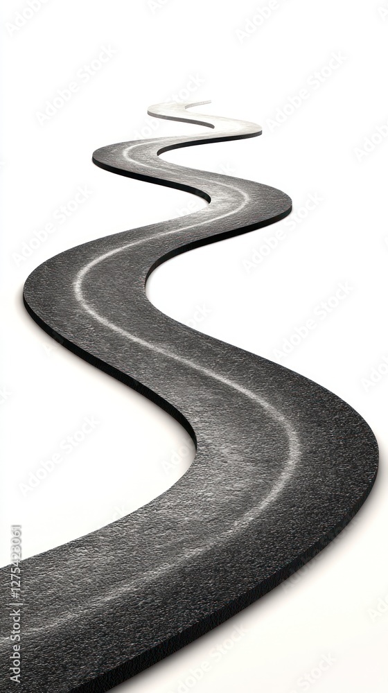 A winding road stretches into the distance, surrounded by a serene, minimalist landscape, evoking a sense of journey and exploration A winding road stretches into the distance, surrounded by a serene, minimalist landscape, evoking a sense of journey and exploration