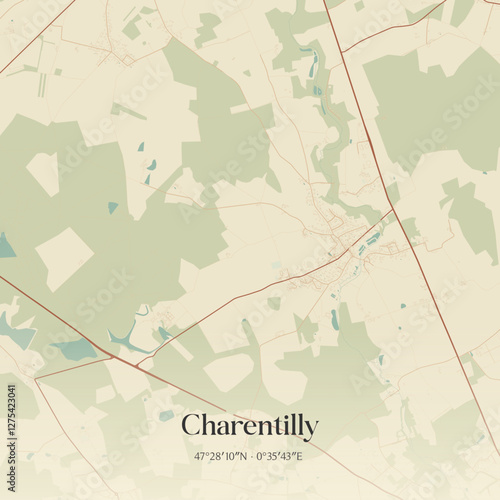 Vintage map of Charentilly, France.