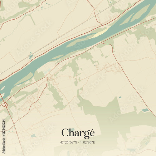 Vintage map of Chargé, France.