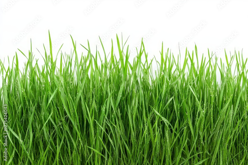 Fresh green grass border isolated on white background, close-up view. Perfect for eco-friendly and natural themes. Fresh green grass border isolated on white background, close-up view. Perfect for eco-friendly and natural themes.