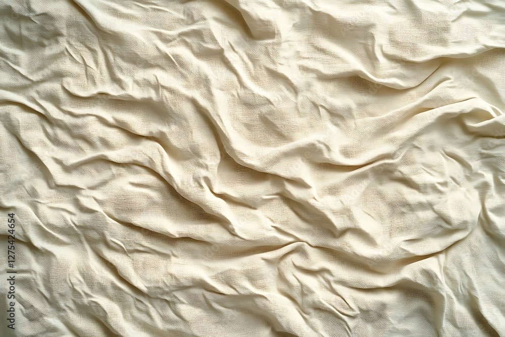 Obraz premium Wrinkled cream-colored fabric texture