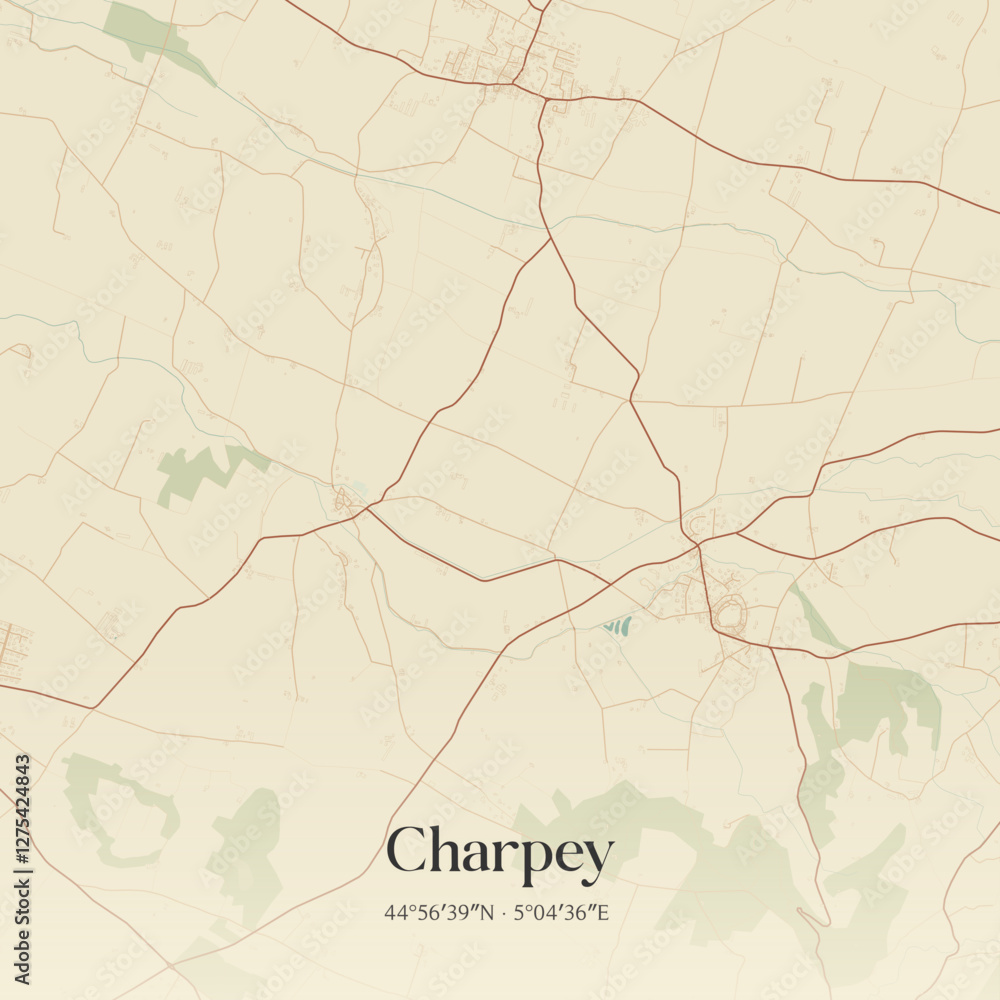 Obraz premium Vintage map of Charpey, France.