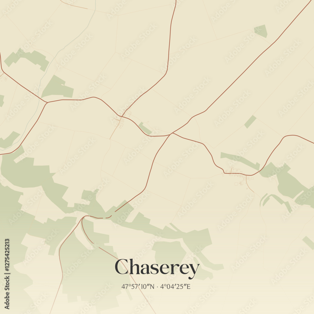 Obraz premium Vintage map of Chaserey, France.